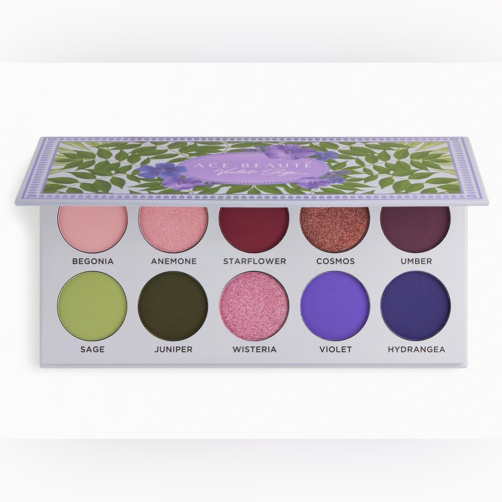 NEW Ace Beaute Violet Sage Limited Edition, Shimmer/Matte 10 color Palette.